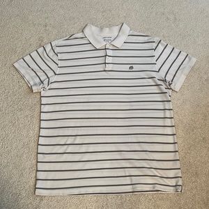 Banana Republic Polo Shirt - White with Grey Stripes